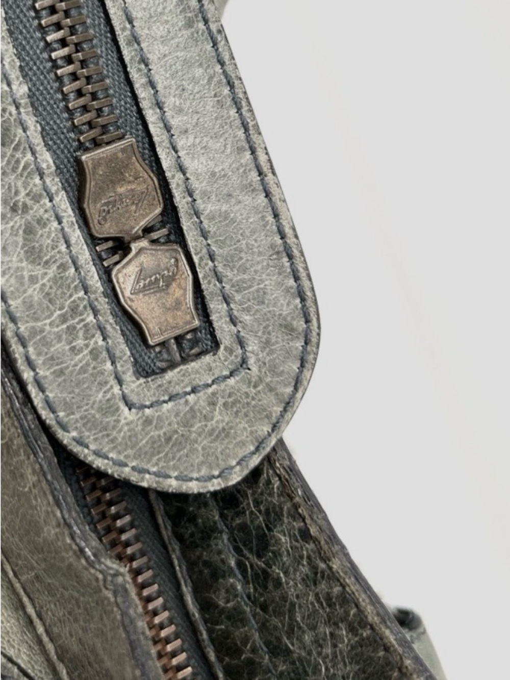 Auth Balenciaga City Bag grey green Lambskin  Leather shoulder Bag mirror strap - Picture 10 of 11